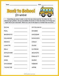 Make copies of the list for each guest. Back To School Word Scramble Scramble Words Back To School Worksheets Word Puzzles For Kids