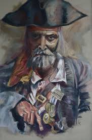 Black Beard the Notorious", Original Soft pastel Portrait Signed by A