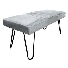 Creating a customized upholstered bench is easier than it looks. Rustic Chic Bench Harlan Upholstered In Grey Cow Hide With Metal Legs Overstock 30712493