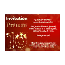 Invitation fille 10 ans / l'invitation anniversaire 10 ans pour un anniversaire réussi !. Invitation Anniversaire 10 Ans Doree Rouge Gratuit A Imprimer Carte 3423
