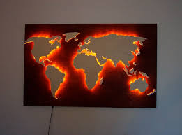 Housewarming Gift Idea Apartment Decor Led World Map Wood Etsy Wood World Map Map Wall Decor 3d Wall Decor