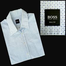 Hugo Boss Button Down Shirt Slim Fit Xl Blue Dots