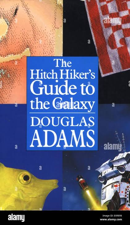 1980s UK The Hitchhikers Guide To The Galaxy by Douglas Adams Book Cover  Stock Photo - Alamy