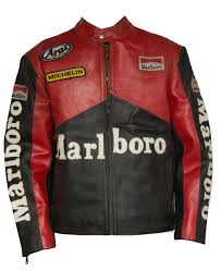 Men Marlboro Racing Motorcycle Jacket Leather Red And Black Safety Protection Lead Style Leather Jacket Men Leather Jacket Jackets
