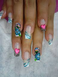 Uñas de los pies pintadas. Mariposa Corazones Manicura De Unas Unas Bellas Decoradas Unas Decoradas