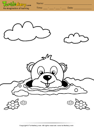 Will he come out for spring. Groundhog Burrow Coloring Sheet Turtle Diary