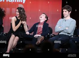 From left, actors Maia Mitchell, Hayden Byerly, and David Lambert  participate in the "The Fosters" panel discussion at the Disney/ABC Winter  2014 TCA Press Tour