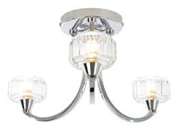 Orara Clear Chrome Effect 3 Lamp Bathroom Ceiling Light Departments Diy At B Amp Q Ceiling Lights Diy Semi Flush Ceiling Lights Ceiling Lights
