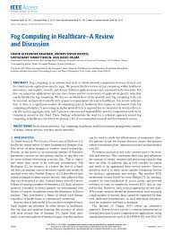 Pdf Fog Computing In Healthcare A Review And Discussion