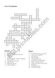 English Worksheets It S In The Movies Crossword Puzzle