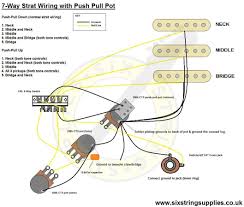 1 humbucker + 1 volume + 1 split switch. 7 Way Strat Wiring Diagram Using A Push Pull Switch Guitar Building Guitar Tech Cool Guitar