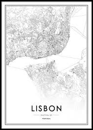 Lisbon Map Poster In Der Gruppe Poster Grossen Und Formate 50x70cm Bei Desenio Ab 3354 Kaartposter Lissabon Grafische Posters