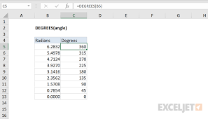 The formula to compare the two units is 100 degrees = pi press the mode button if your calculator was in radian mode. How To Use The Excel Degrees Function Exceljet