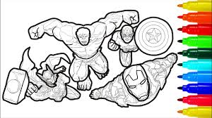 Thanos with the bodies of the avengers he killed : The Marvel Coloring Pages Iron Man Hulk Captain America Thor Coloring With Colored Markers Youtube