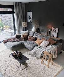 See a recent post on tumblr from @lovelydecoration about grey couch. Modern Living Room Scandinavian Design Grey Couch Grey Wall Beige Carpet Wall Art Living Room Decor Cozy Living Room Decor Apartment Living Room Decor