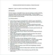 job description for convenience store