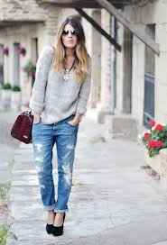 Baggy Sweater Love Fashion Boyfriend Jeans Casual Winter Outfits