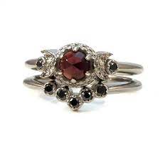 Victorian Gothic Engagement Ring Set Garnet And Black Etsy Gothic Engagement Ring Gothic Jewelry Rings Gothic Wedding Rings