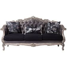 Acme Furniture 51540 Chantelle Sofa With 3 Pillows 3 Antique Platinum 2 354 Liked On Polyvore Fe Couch Fabric Upholstered Sofa Upholstered Bedroom Set