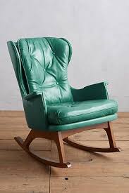 Premium Leather Finn Rocking Chair Rocking Chair Nursery Green Leather Chair Rocking Armchair