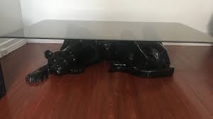 Close to the charles lemanceau. Vintage Black Panther Coffee Table With Glass Top Apartment Therapy S Bazaar