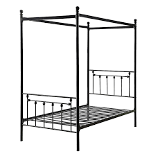 A grand canopy bed designed by architect michele bonan emphasizes the high ceilings of a bedroom in an apartment in a historic palazzo in florence; Twin Size Sturdy Metal Canopy Bed Frame In Black Metal Finish Q C Home