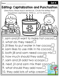 Editing Capitalization And Punctuation Fix The Sentences By Capitalizing The Correct Words And A Punctuation Worksheets First Grade Writing 1st Grade Writing