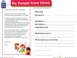 write a letter my penpal from china worksheet education com