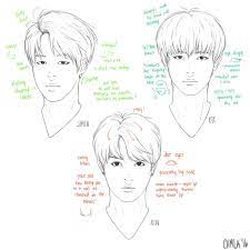 Follow along to learn how to draw v aka kim taehyung from bts step by step, easy chibi. A Guide To Some Bts Members Facial Features For Drawing Purposes Bts Drawings How To Draw Bts Members Drawings Bts