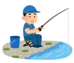 魚釣りをしている人のイラスト（川） | かわいいフリー素材集 いらすとや