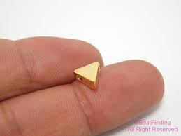 Gold Triangle Beads, Bracelet Sliders, Jewelry Making, 8x7x3mm, Geometric  Brass Beads, Real Gold Plated G127