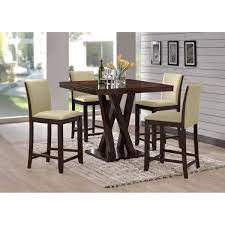 Modern 3 piece black pub table set stainless steel accents sold hardwood ideal for small kitchens, lofts and studio apartments. Everdon Dark Brown 5 Piece Modern Pub Table Set See White