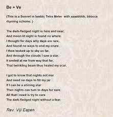 Be + Ve - Be + Ve Poem by Rev. Viji Eapen