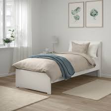 Songesand Bed Frame White Luroy Twin Ikea In 2020 Bed Frame Single Bed Frame Adjustable Beds