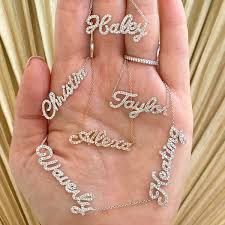 Where can you buy the best gold name necklace? 14k Gold Personalized Diamond Script Nameplate Necklace