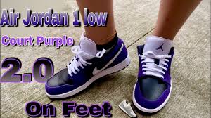 On Feet Air Jordan 1 Low Court Purple 2 0 Youtube