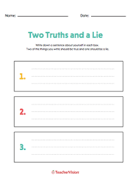 The example questions i provided were used to encourage students to use grammatical structures they were less confident. Two Truths And A Lie Icebreaker Teachervision