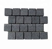 Black Granite Cobblestone on Mesh for Exterior Patio Paving