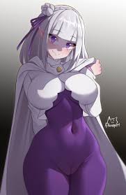 emilia (re:zero), achromaru, 1girls, breasts, cameltoe - Rule 34 XYZ
