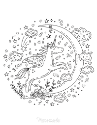 Adult coloring page fantasy moon and stars girl line art add to favorites click to zoom lineartsy 3,534 sales | 5 out of 5 stars. 75 Magical Unicorn Coloring Pages For Kids Adults Free Printables