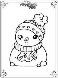 Muñeco De Nieve Para Colorear Kawaii