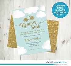 Heaven Sent Baby Shower Invitation Angel Theme Baby Shower Etsy