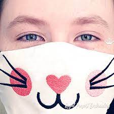Free machine embroidery designs and machine embroidery patterns online. In The Hoop Protective Face Mask Kitty Free Machine Embroidery Design