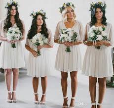 Cheap Summer Beach Bridesmaid Dresses Short Flow Chiffon Boho Wedding Party Wear Plus Size Maid Of Honor Short Gowns Cerise Pink Bridesmaid Dresses Children Bri Wedding Bridesmaid Dresses White Bridesmaid White