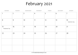 Year 2021 printable yearly and monthly calendars with holidays and observances. February 2021 Editable Calendar With Holidays