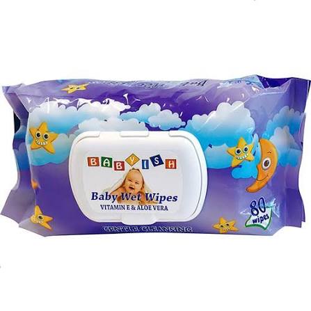 BABYISH WET TOWELS WIPES 24 X 80CT PURPLE