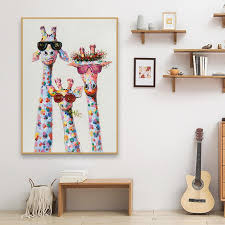 Customize giraffe canvas art the way you want it. The Giraffe Family With Glasses Canvas Painting Animal Wall Art Print Canvas Posters Colorful Giraffe Pictures For Bedroom Decor Nordic Wall Decor