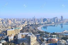 Overlooking the caspian sea and baku old town district with the s. Baku Azerbaijan December 28 2014 Baku Beautiful Panorama Stock Photo Picture And Royalty Free Image Image 134381377