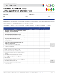 vanderbilt assessment scale adhd toolkit parent informant