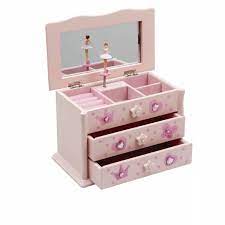 This mele ballerina music box is crafted from wood and adorned with high quality fashion paper featuring pink accents and a dainty ballet slipper motif. Pink Ballerina Wooden Music Jewellery Box Christmas Birthday Jb 01